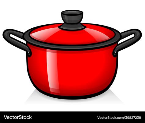 Cooker pot cartoon red Royalty Free Vector Image