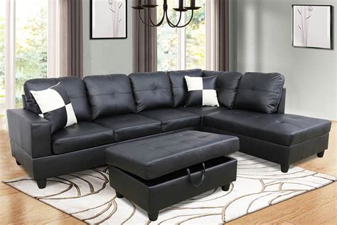 Living Room Ideas With Black Leather Sectional | Bryont Blog