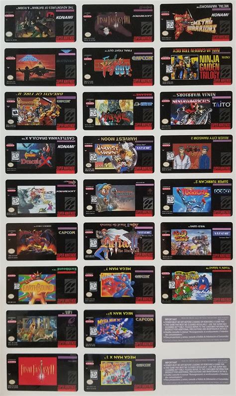 2 étiquettes de jeu Super Nintendo de reproduction de haute qualité ...