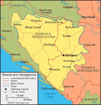 Bosnia and Herzegovina Map and Satellite Image