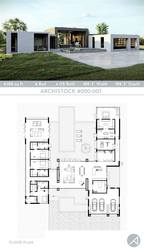 Modern Minimalist House Plan 000-007 ANK Studio - ANK STUDIO House Plans