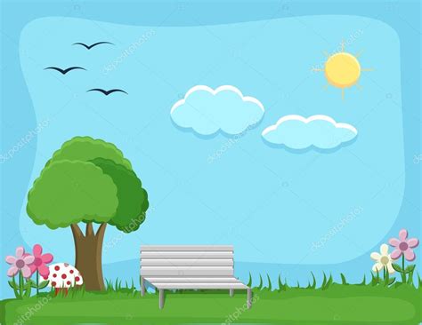 City park - Cartoon Background Vector — Stock Vector © baavli #31597109