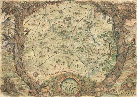 The Hobbit - The Shire Map, an art print by Francesca Baerald - INPRNT ...