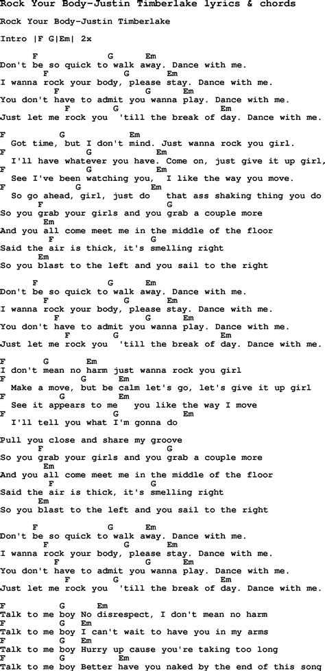 Love Song Lyrics for:Rock Your Body-Justin Timberlake with chords.