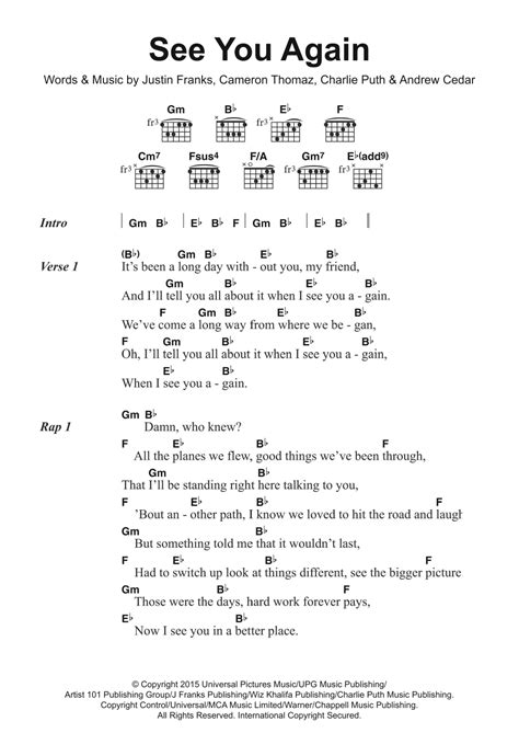 See You Again (featuring Charlie Puth) by Wiz Khalifa - Guitar Chords ...