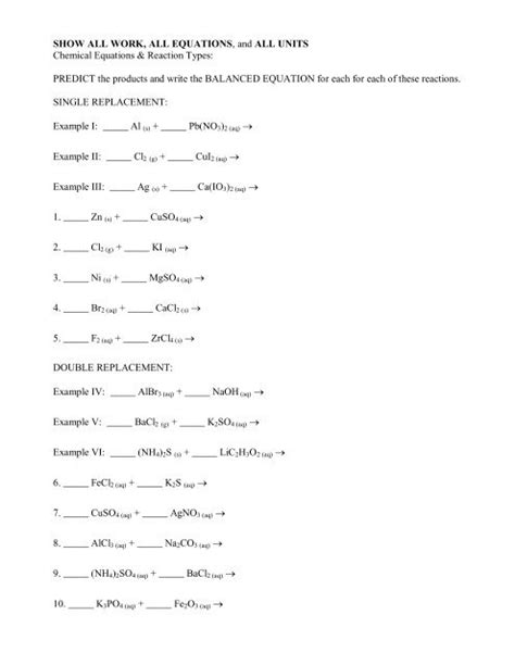 double displacement reaction worksheet - comedy1101