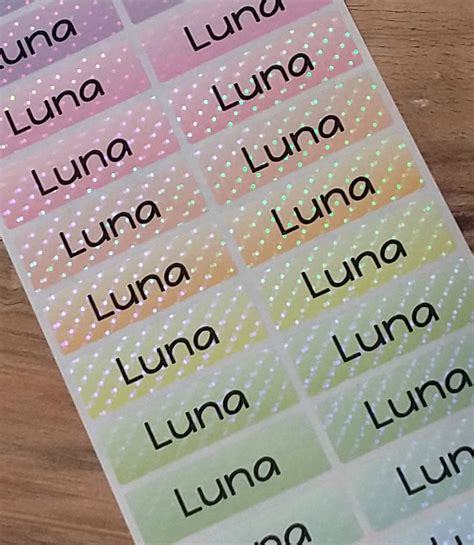 Waterproof Name Labels Name Stickers Personalized Glittery - Etsy