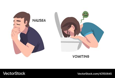 Sick man and woman feeling nausea vomiting Vector Image