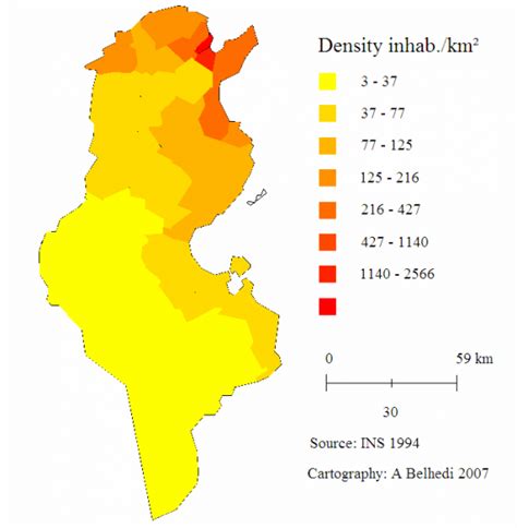 Tunisia Population Map