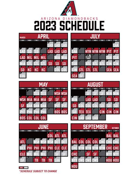 Trending 495sqx: Arizona Diamondbacks Schedule 2023 Printable