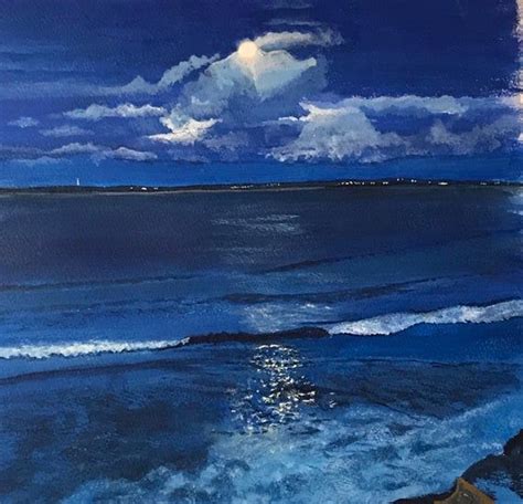 Original Acrylic Seascape Painting of the Moon over the Ocean | Etsy ...