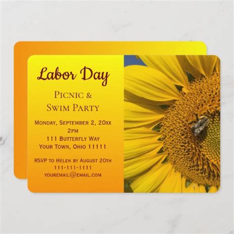 Labor Day Picnic and Swim Party Invitation | Zazzle.com