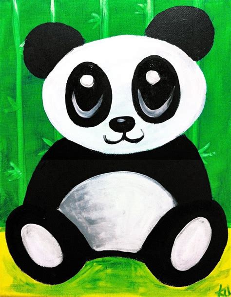 Panda Acrylic Painting For Kids, Panda Painting, Easy Canvas Painting ...