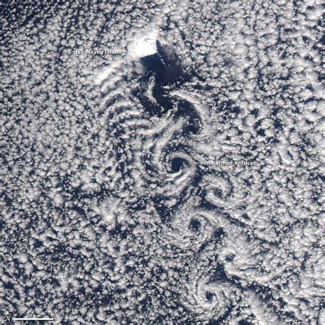 Von Kármán vortices are beautiful, swirling clouds