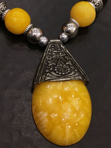 Yellow Stone Necklace Yellow Drop Pendant Yellow Amber semi | Etsy ...