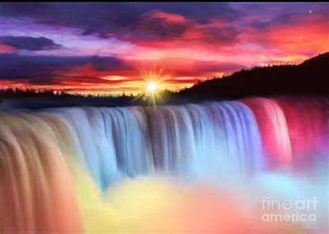 Rainbow Waterfall Painting by Belinda Threeths