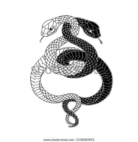 Tattoo Two Snakes Traditional Black Dot Stock Vector (Royalty Free ...