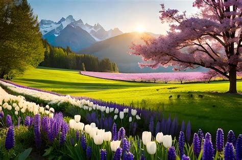 Premium AI Image | Spring flowers in the mountains