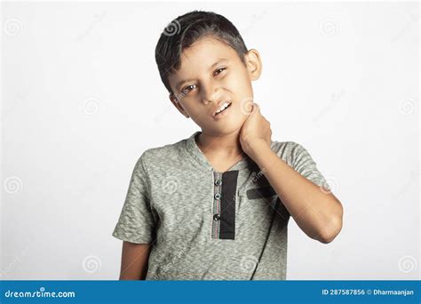 Exhausted Indian Kid Having Pain in the Side Neck Stock Photo - Image ...