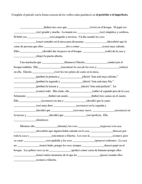 Imperfect And Preterite Spanish Practice