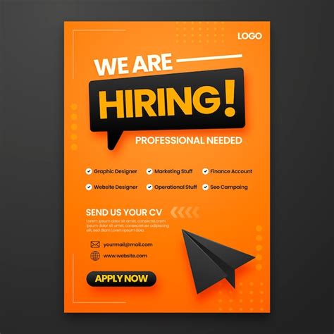 Free Vector | Gradient hiring poster and flyer template