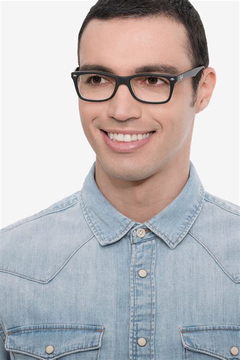 Ray-Ban RB5228 - Rectangle Black & Gray Frame Eyeglasses | Eyebuydirect ...