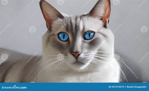 Grey Thai Cat with Blue Eyes Stock Illustration - Illustration of thai ...