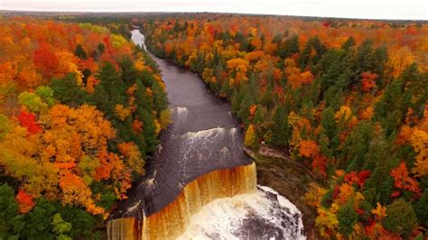 Drone Video Shows Fall Colors at Tahquamenon Falls in Paradise ...