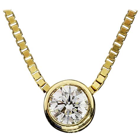 .50 Carat Round Diamond Gold Bezel Solitaire Pendant Necklace at 1stDibs