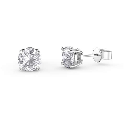 Charmisma 1ct White Sapphire Platinum Plated Silver Stud Earrings:Jian ...