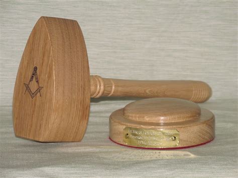 MASONIC WOODEN GAVEL & BLOCK IN OAK WOOD COMMON GAVEL ANY MESSAGE NAME ...