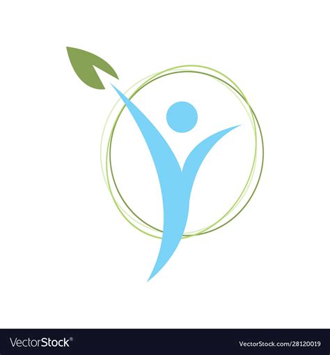 Wellness logo design health care green leaf Vector Image