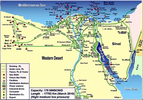 Map of Egypt showing the main oil and gas fields. | Download Scientific ...