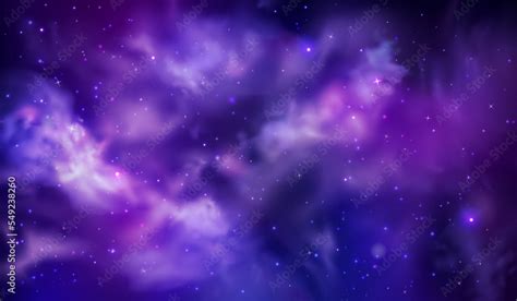 Purple night sky. Space universe, magic clouds. Cosmic night nebula ...