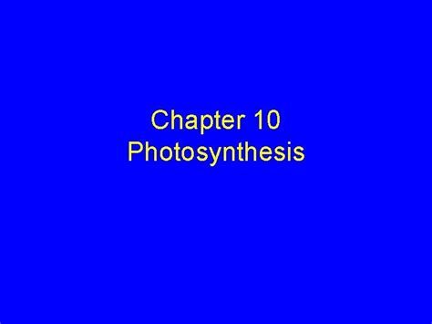 Chapter 10 Photosynthesis Photosynthesis Chloroplasts Light Reactions ...