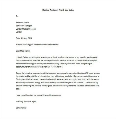 Medical Assistant Thank You Letter After Interview | Letter after ...