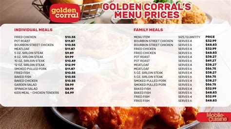 Golden Corral Menu Prices + Best Discounts (2024)