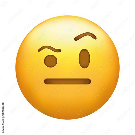 Raised eyebrow emoji. Skeptical emoticon. Stock Illustration | Adobe Stock