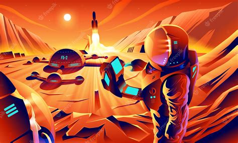 Premium Vector | Mars colonization