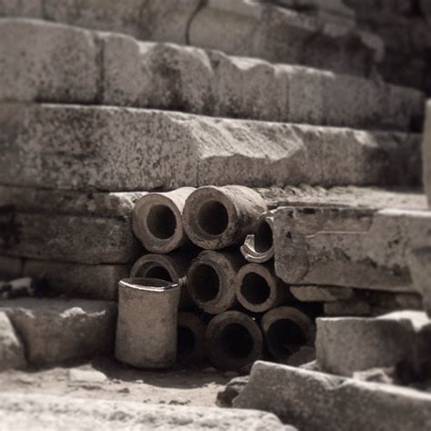 Clay water pipes in Ephesus, Turkey. These clay pipes were connected to ...