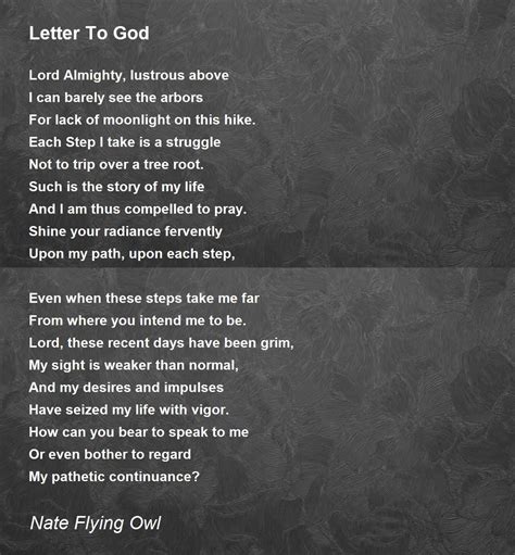 Letter To God by Nate Flying Owl - Letter To God Poem