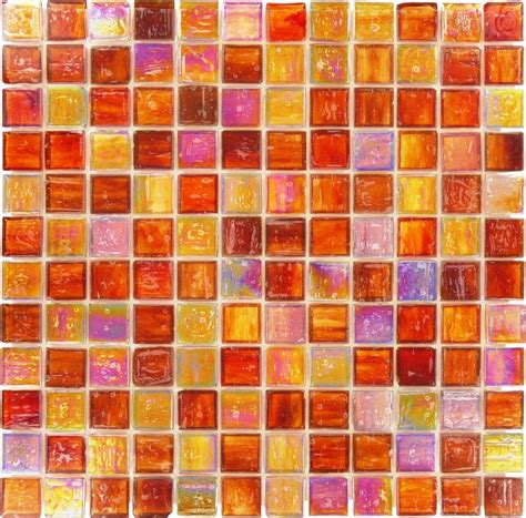 Burnt Orange Glossy Iridescent Glass Tile - Oasis Tile