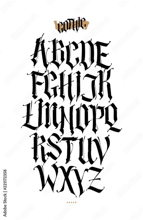 Gothic, English alphabet. Font for tattoo, personal and commercial ...