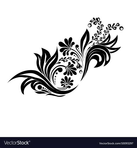 Black floral silhouette for monogram design Vector Image