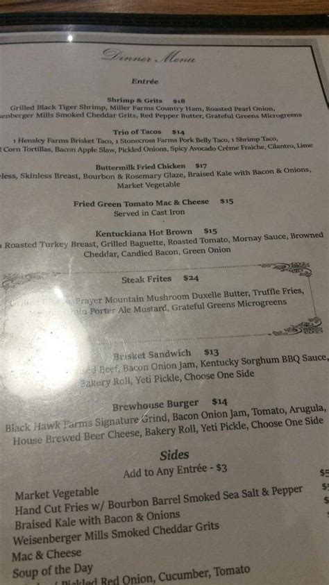 Menu at Red Yeti pub & bar, Jeffersonville