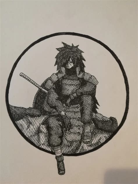 Little sketch of Madara Uchiha I did :) : r/Naruto