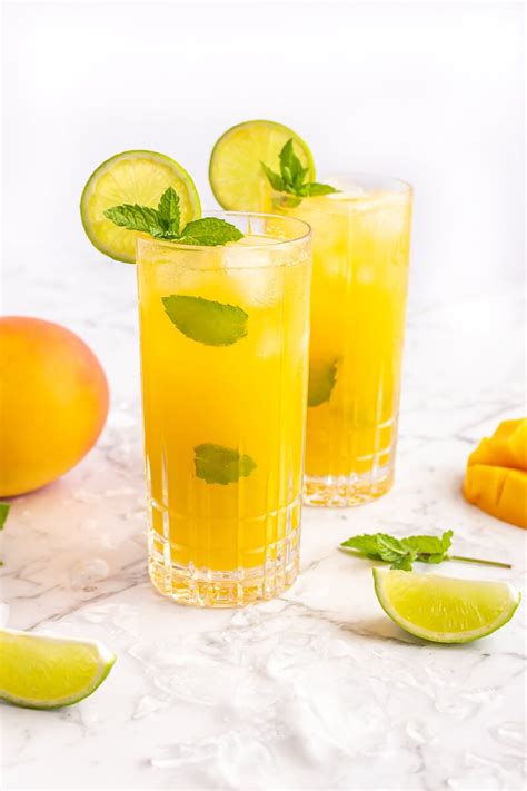 Mango Mocktail Recipe | Mango Mojito Mocktail with Mint and Lime