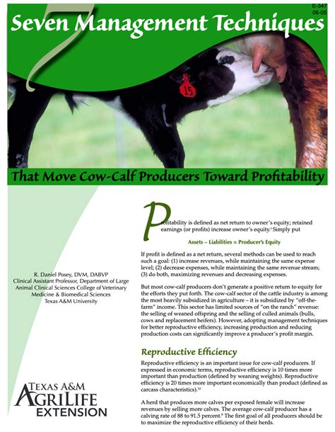 Seven Management Techniques That Move Cow-Calf Producers Toward ...