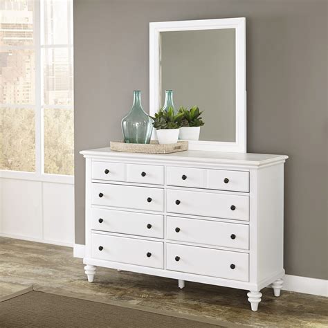 Home Styles Bermuda Brushed White Dresser and Mirror