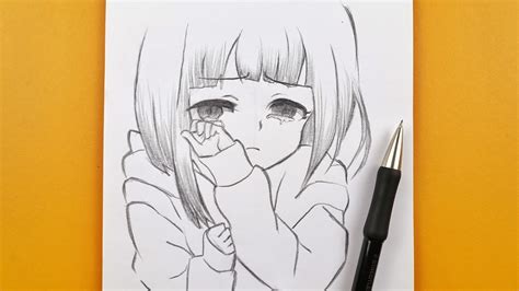 Anime Girl Crying Drawing